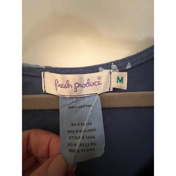 Fresh Produce Vintage 100% Cotton Floral Sleeveless Boho Chic Flowy M Blue Dress - Picture 3 of 7